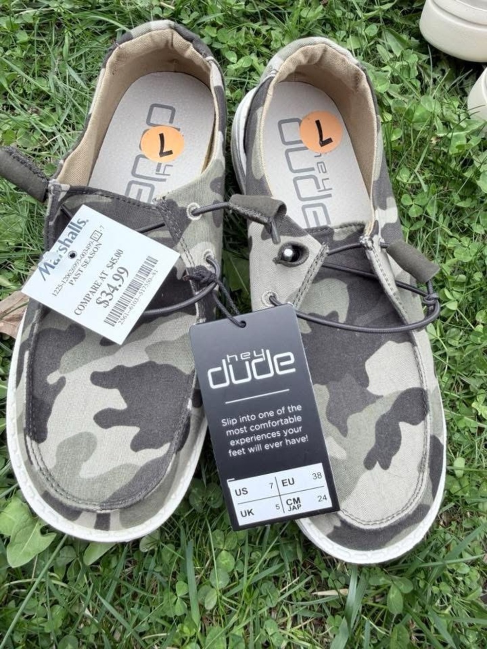 Hey Dude Green and Gray Camo Slip-On Loafers
